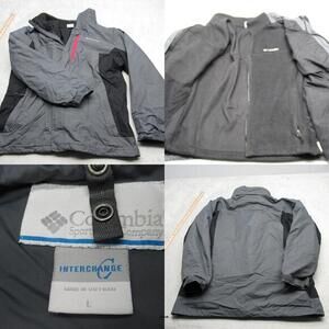 Columbia Jacket‎ Mens Large Gray Black Colorblock Waterproof Interchange 3 In 1